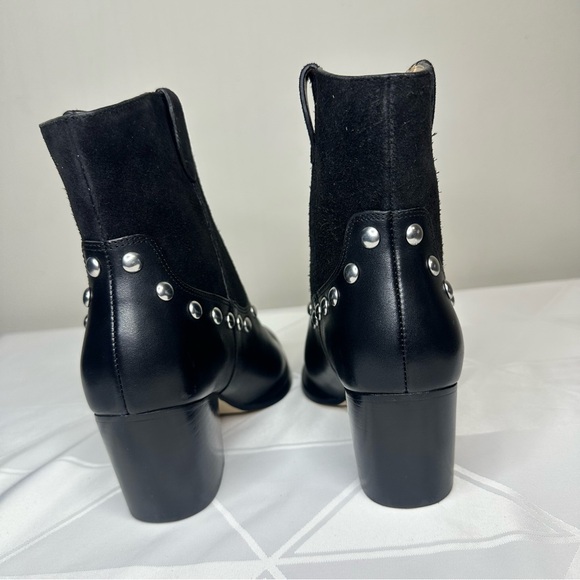 New Coach Women’s Boots Black Suede / Leather/ Silver Studs Side Logo Size 6.5 B - Picture 3 of 8